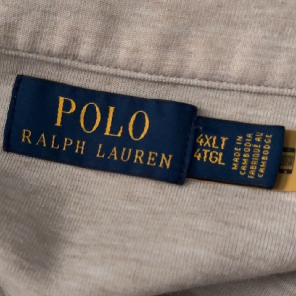 Polo by Ralph Lauren Men’s Big & Tall Cream Quarter Zip - Picture 2 of 3